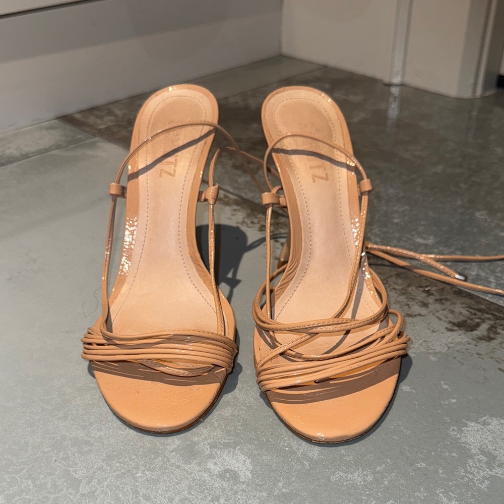 Schutz Nude Wrap Around Leg Strappy Sandals